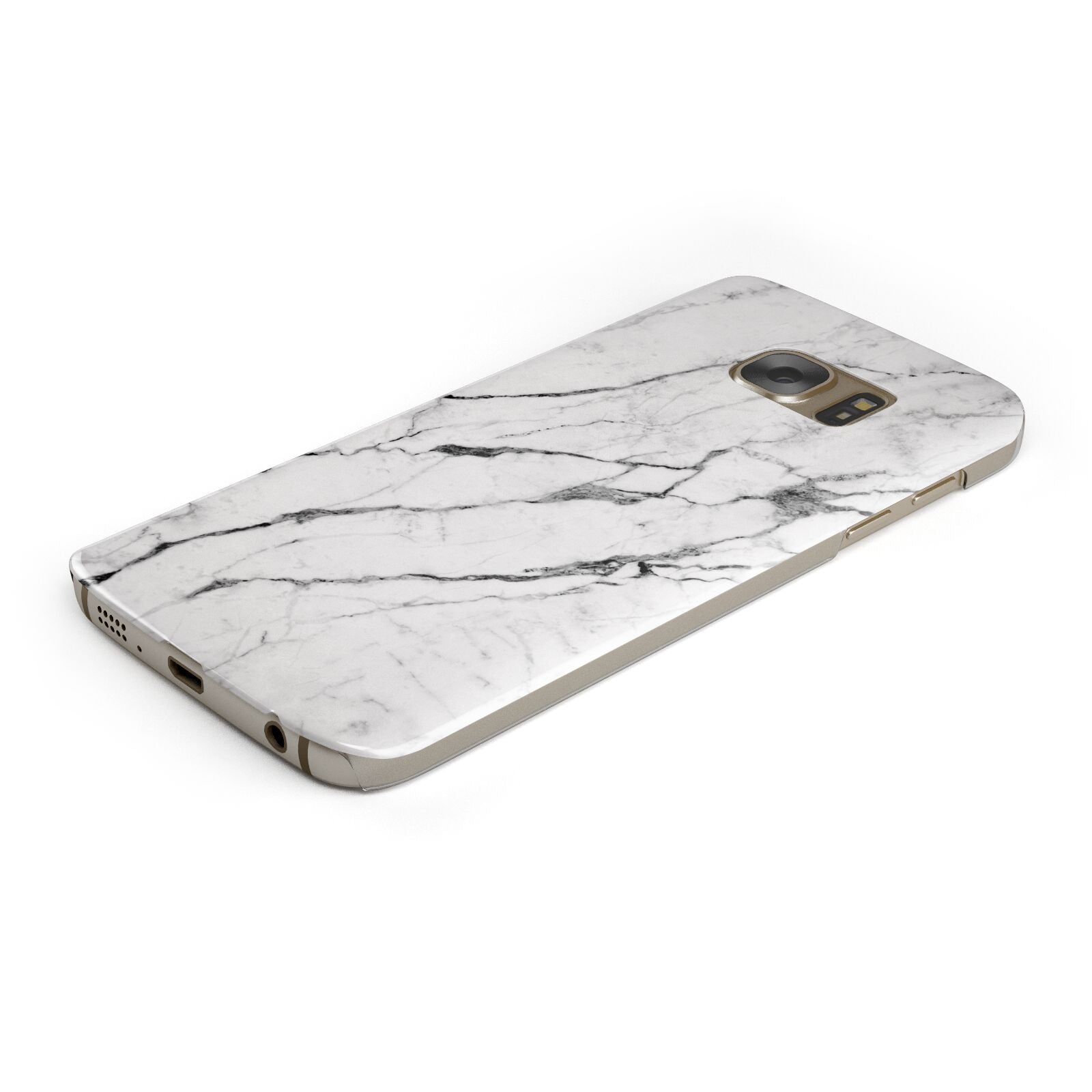 Marble White Protective Samsung Galaxy Case Angled Image