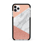Marble White Rose Gold Apple iPhone 11 Pro Max in Silver with Black Impact Case