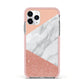 Marble White Rose Gold Apple iPhone 11 Pro in Silver with Pink Impact Case
