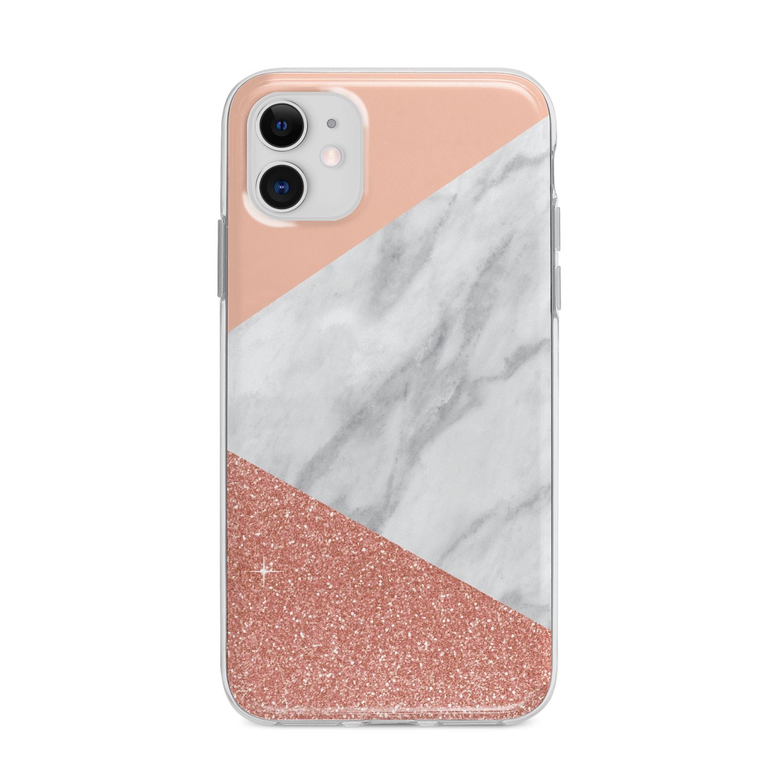 Marble White Rose Gold Apple iPhone 11 in White with Bumper Case