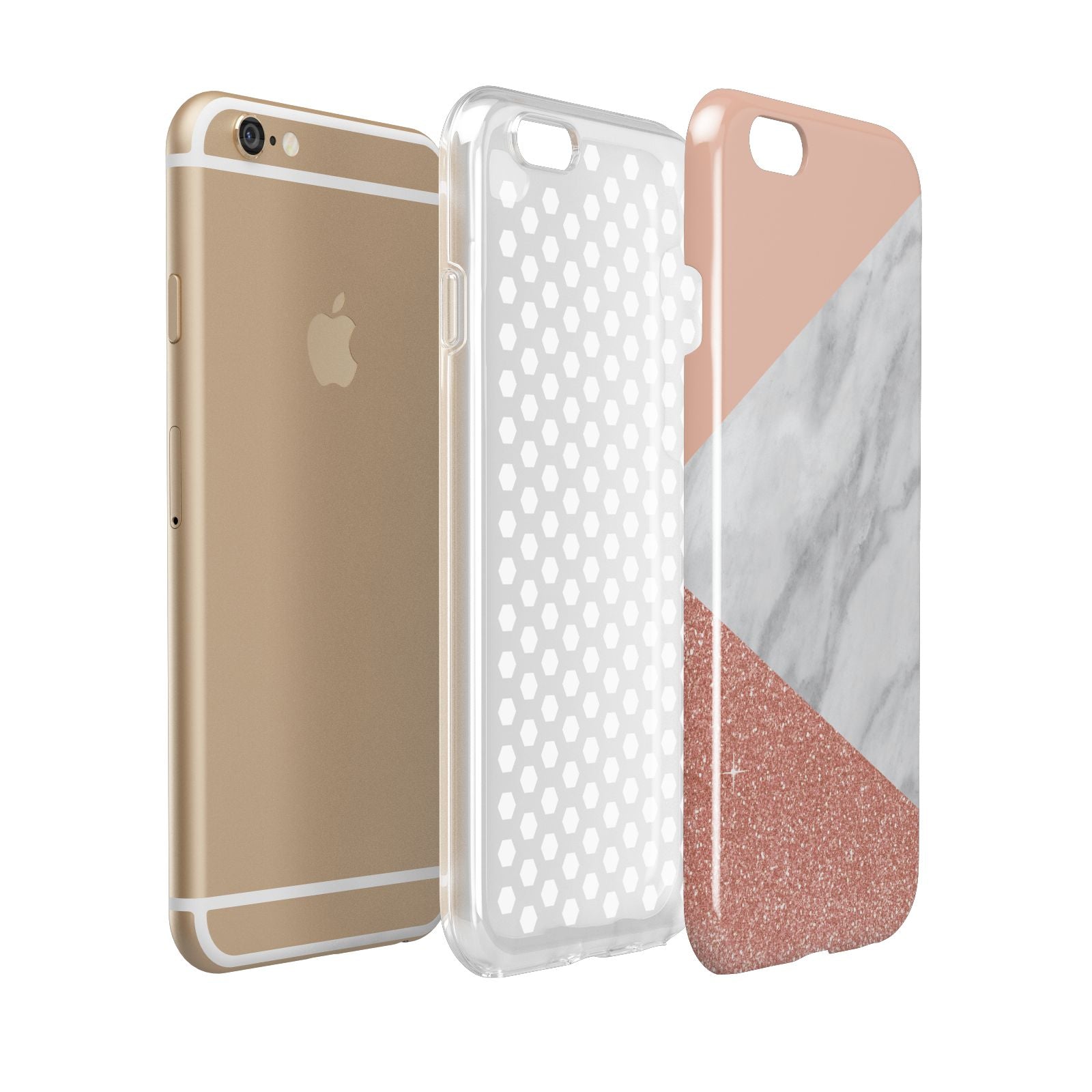 Marble White Rose Gold Apple iPhone 6 3D Tough Case Expanded view