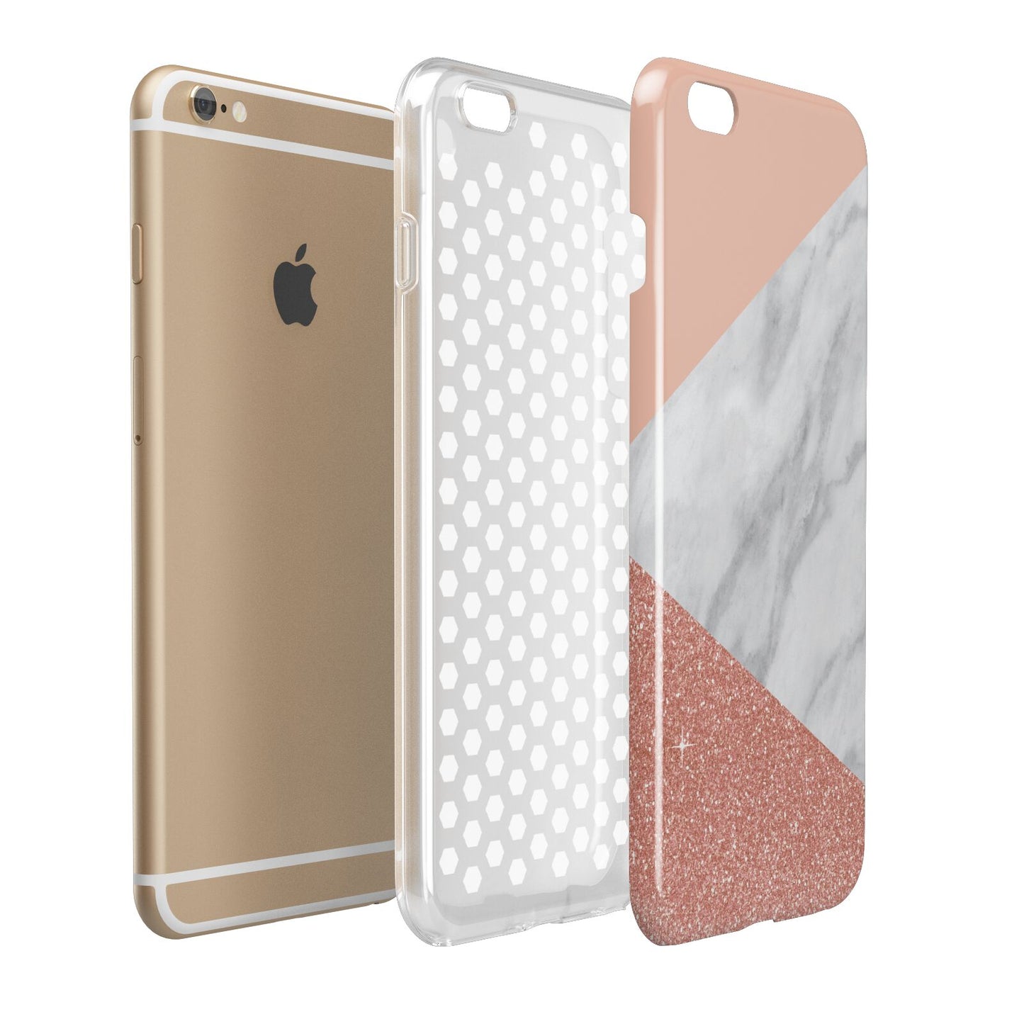 Marble White Rose Gold Apple iPhone 6 Plus 3D Tough Case Expand Detail Image