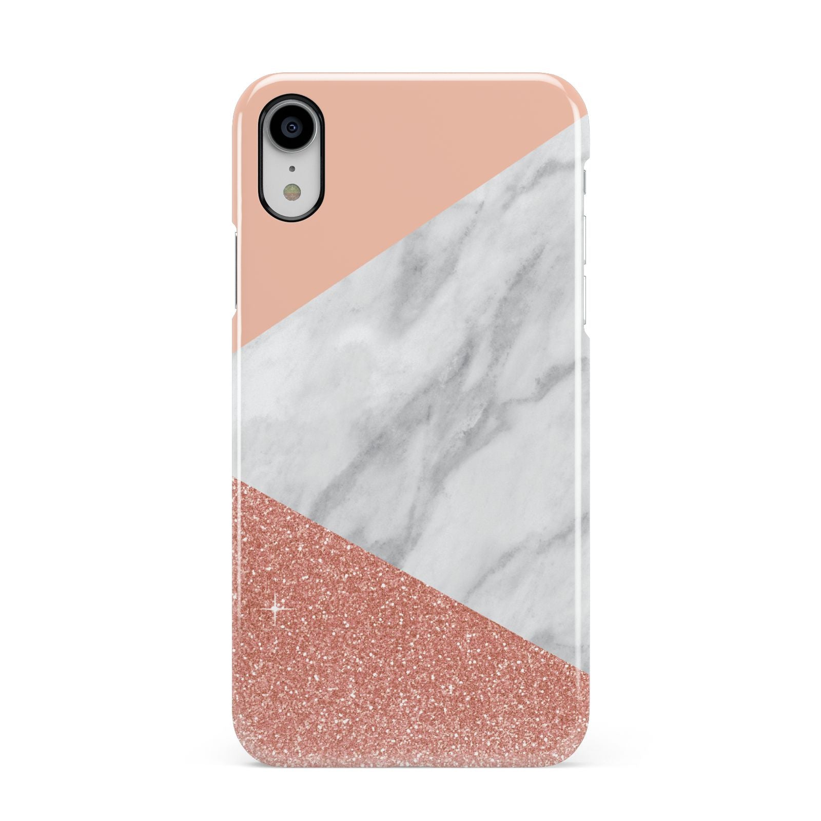 Marble White Rose Gold Apple iPhone XR White 3D Snap Case