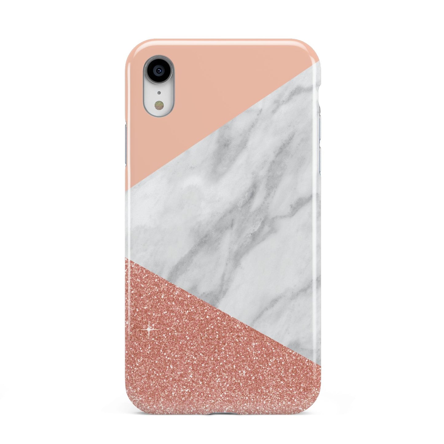 Marble White Rose Gold Apple iPhone XR White 3D Tough Case