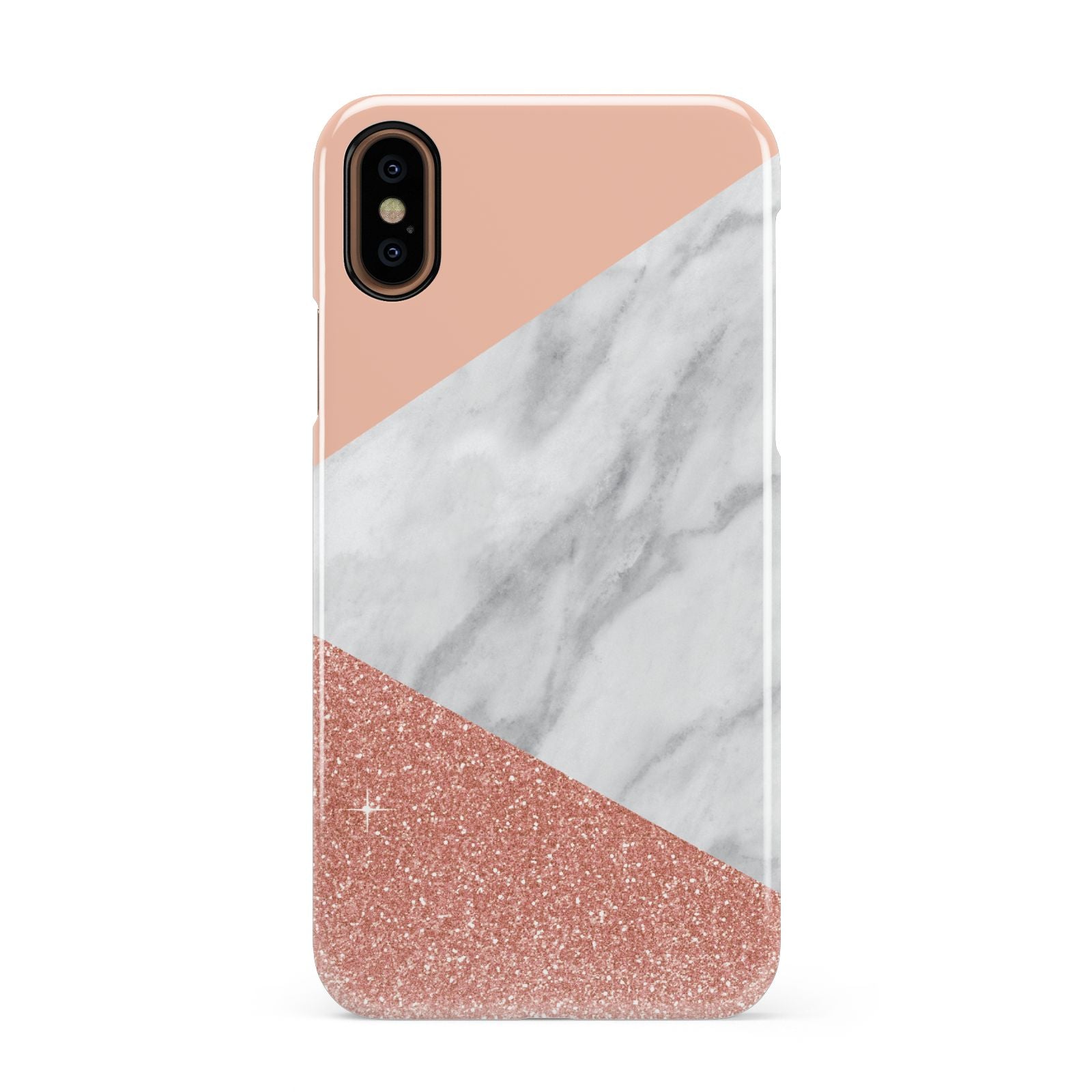 Marble White Rose Gold Apple iPhone XS 3D Snap Case
