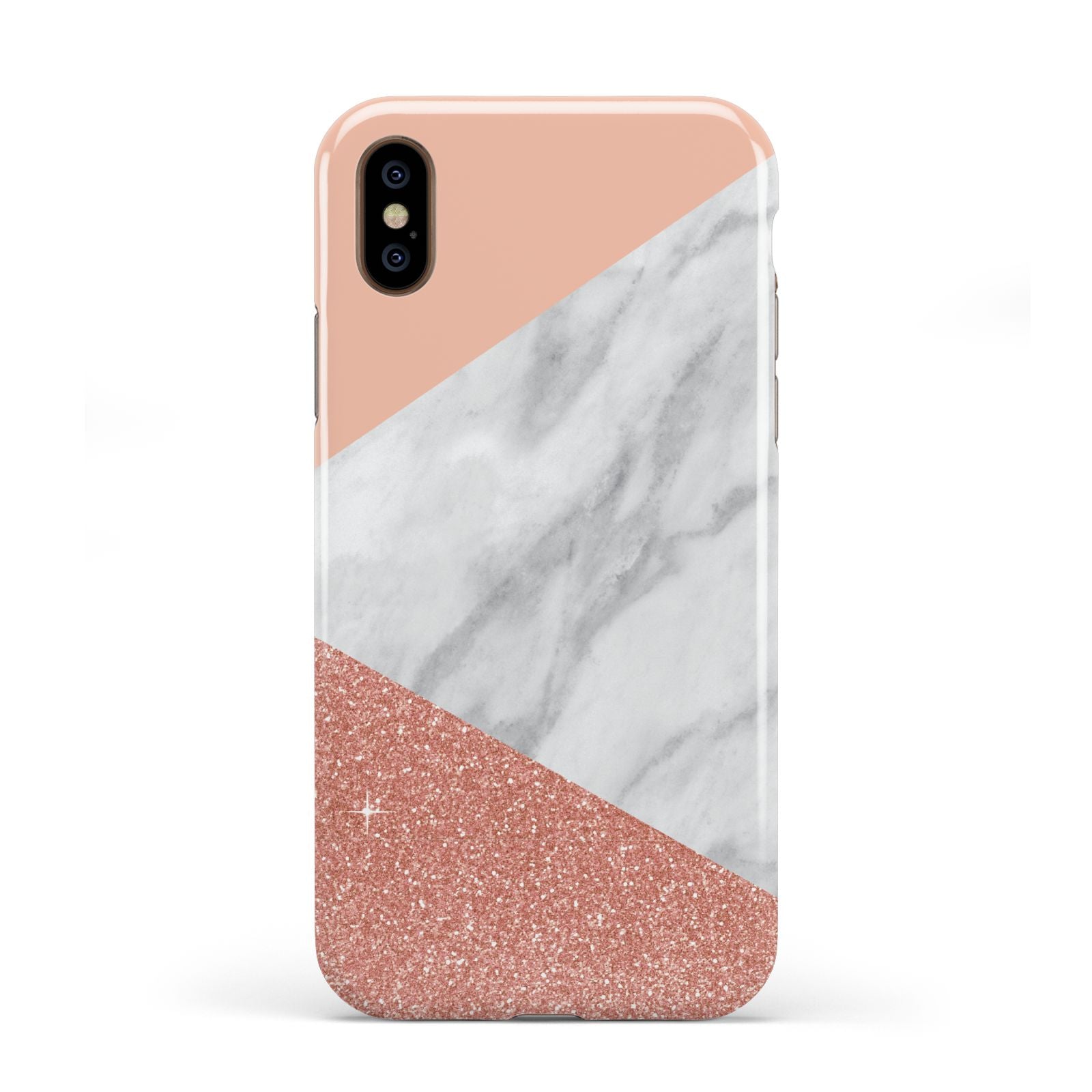 Marble White Rose Gold Apple iPhone XS 3D Tough