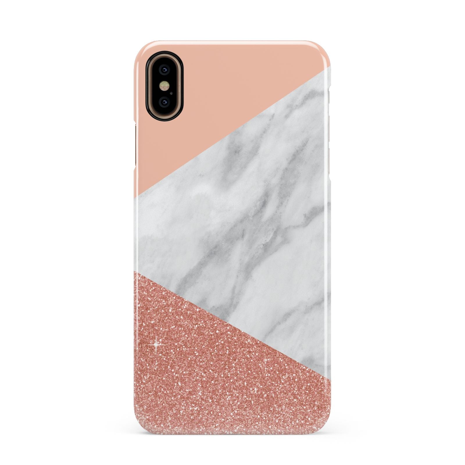 Marble White Rose Gold Apple iPhone Xs Max 3D Snap Case