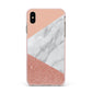 Marble White Rose Gold Apple iPhone Xs Max Impact Case Pink Edge on Gold Phone