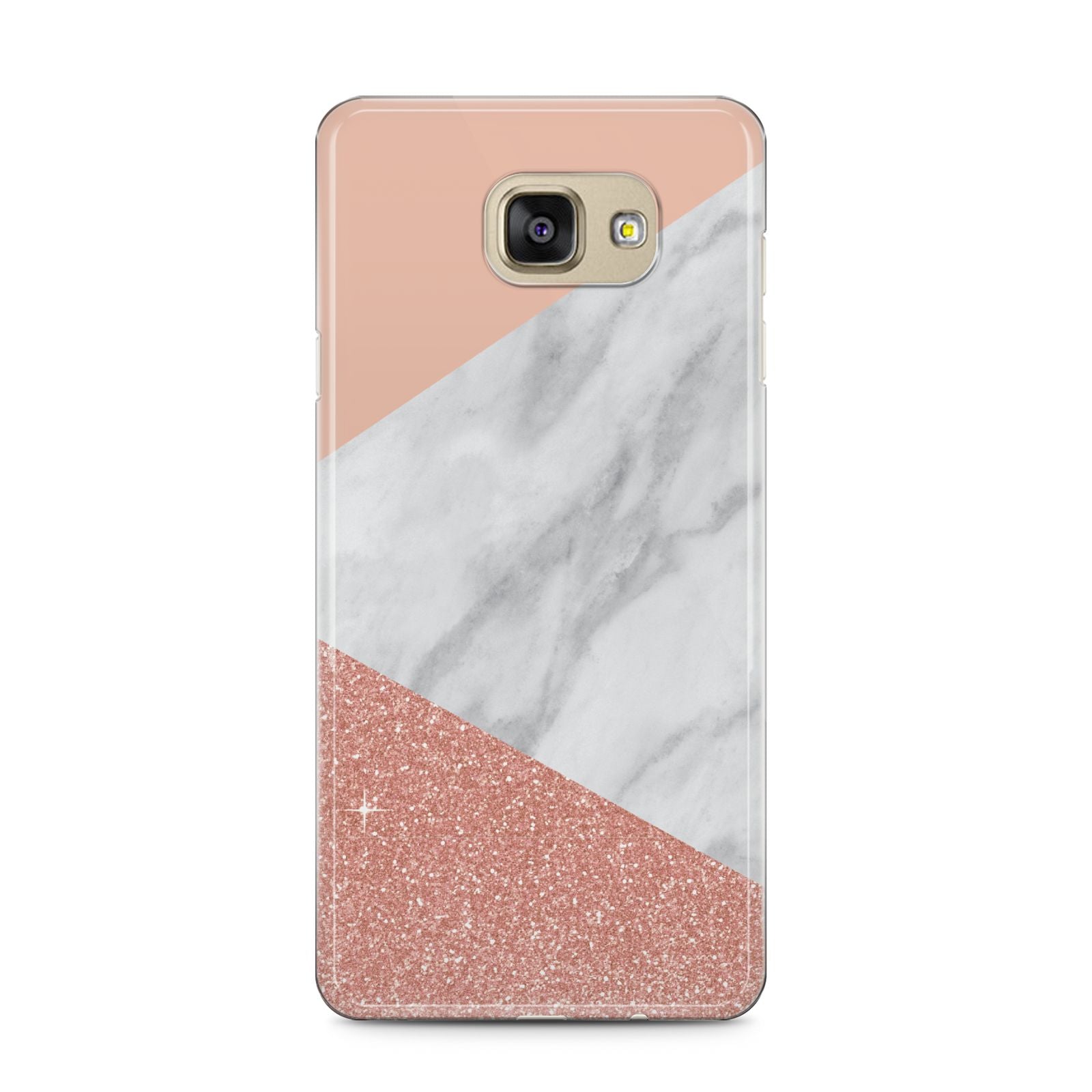Marble White Rose Gold Samsung Galaxy A5 2016 Case on gold phone