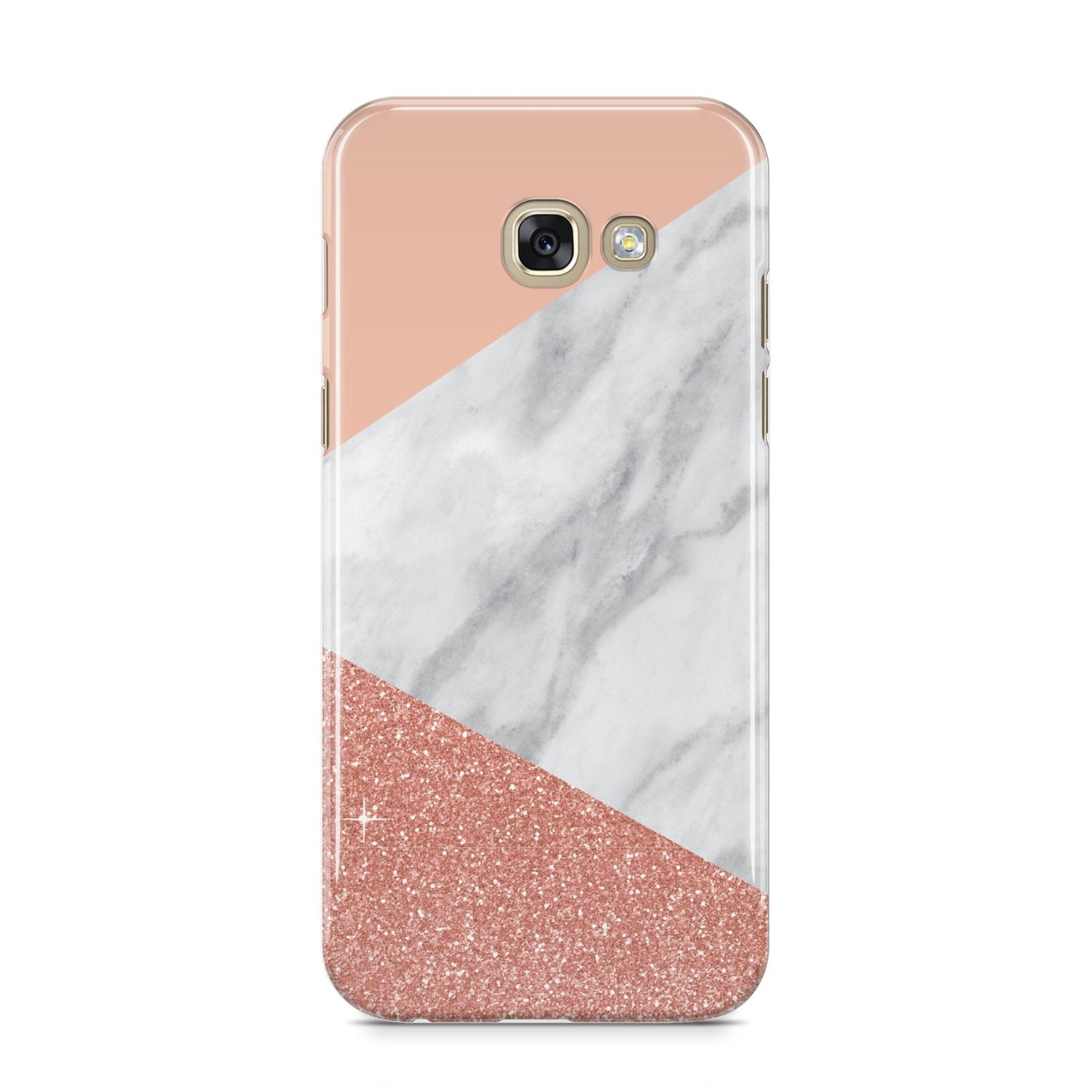 Marble White Rose Gold Samsung Galaxy A5 2017 Case on gold phone