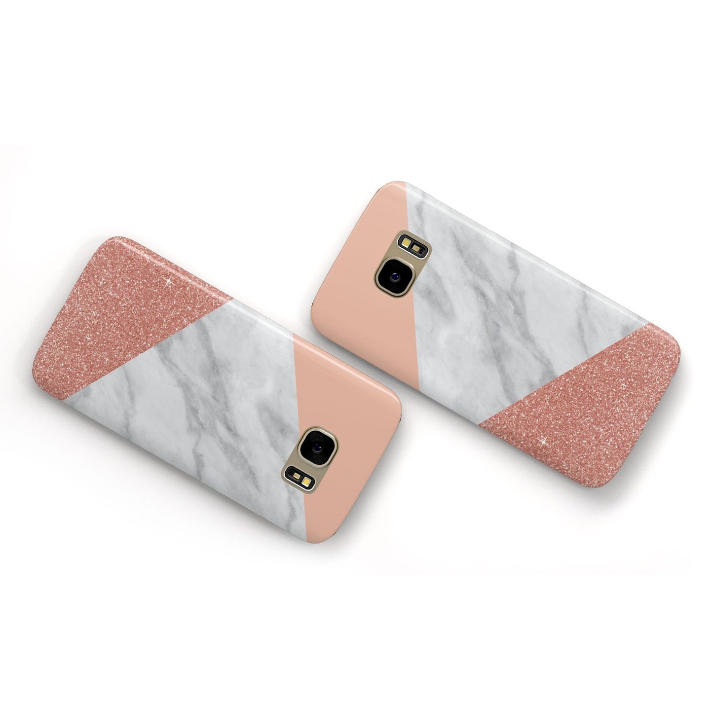 Marble White Rose Gold Samsung Galaxy Case Flat Overview