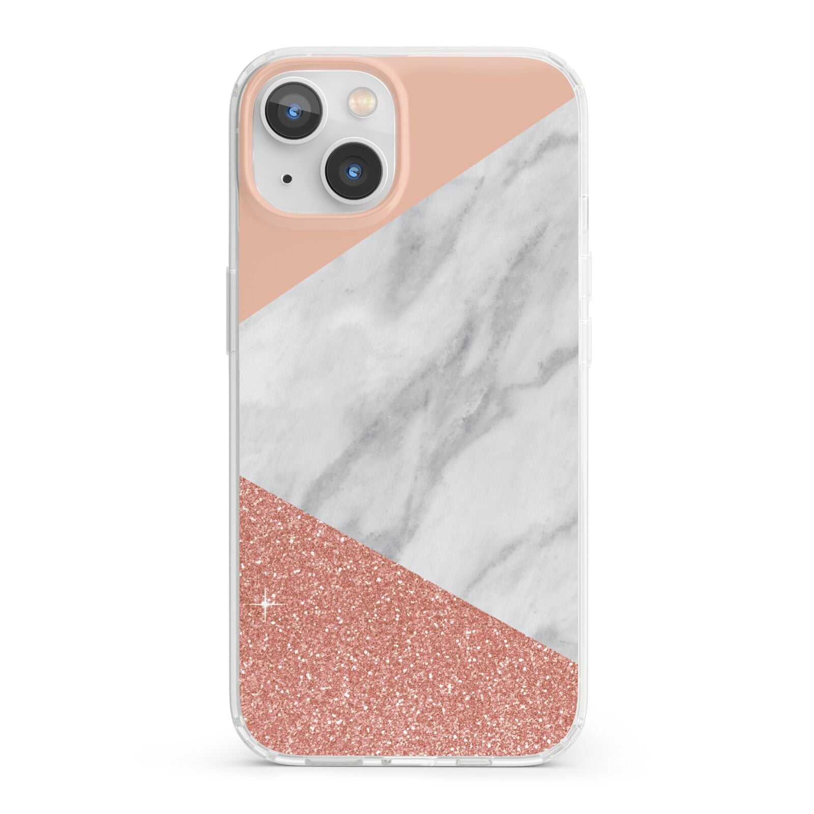 Marble White Rose Gold iPhone 13 Clear Bumper Case