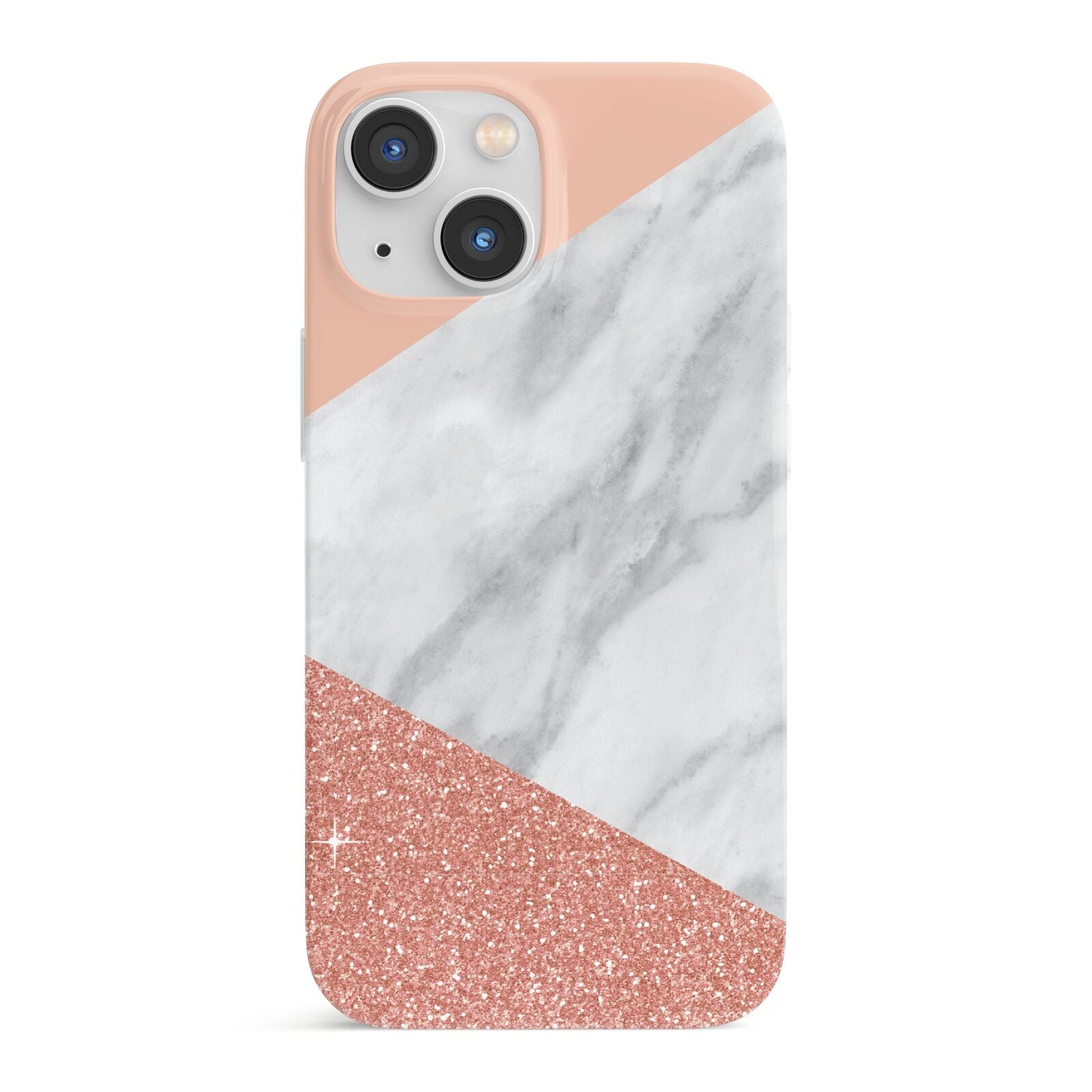 Marble White Rose Gold iPhone 13 Mini Full Wrap 3D Snap Case