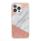 Marble White Rose Gold iPhone 13 Pro Clear Bumper Case