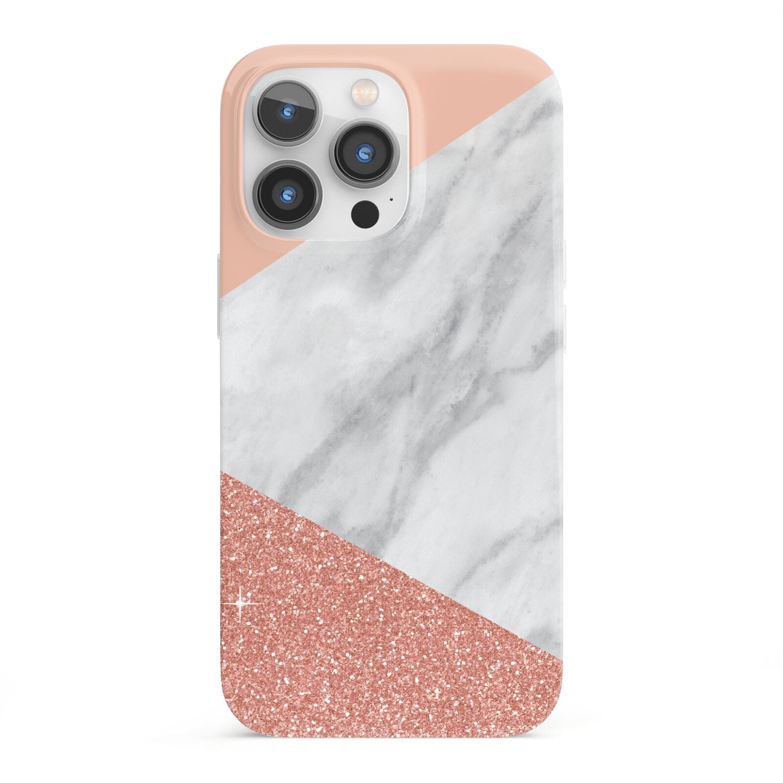 Marble White Rose Gold iPhone 13 Pro Full Wrap 3D Snap Case