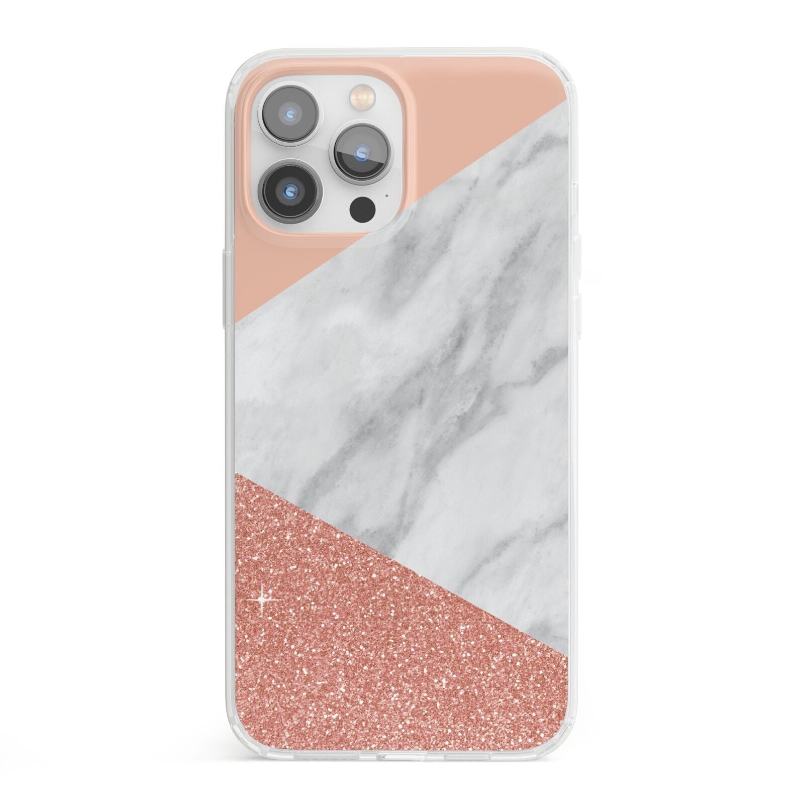 Marble White Rose Gold iPhone 13 Pro Max Clear Bumper Case