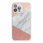 Marble White Rose Gold iPhone 13 Pro Max TPU Impact Case with Pink Edges
