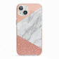 Marble White Rose Gold iPhone 13 TPU Impact Case with Pink Edges