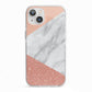Marble White Rose Gold iPhone 13 TPU Impact Case with White Edges