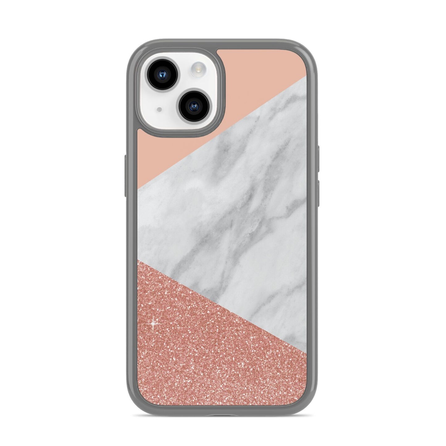 Marble White Rose Gold iPhone 14 Clear Tough Case Starlight
