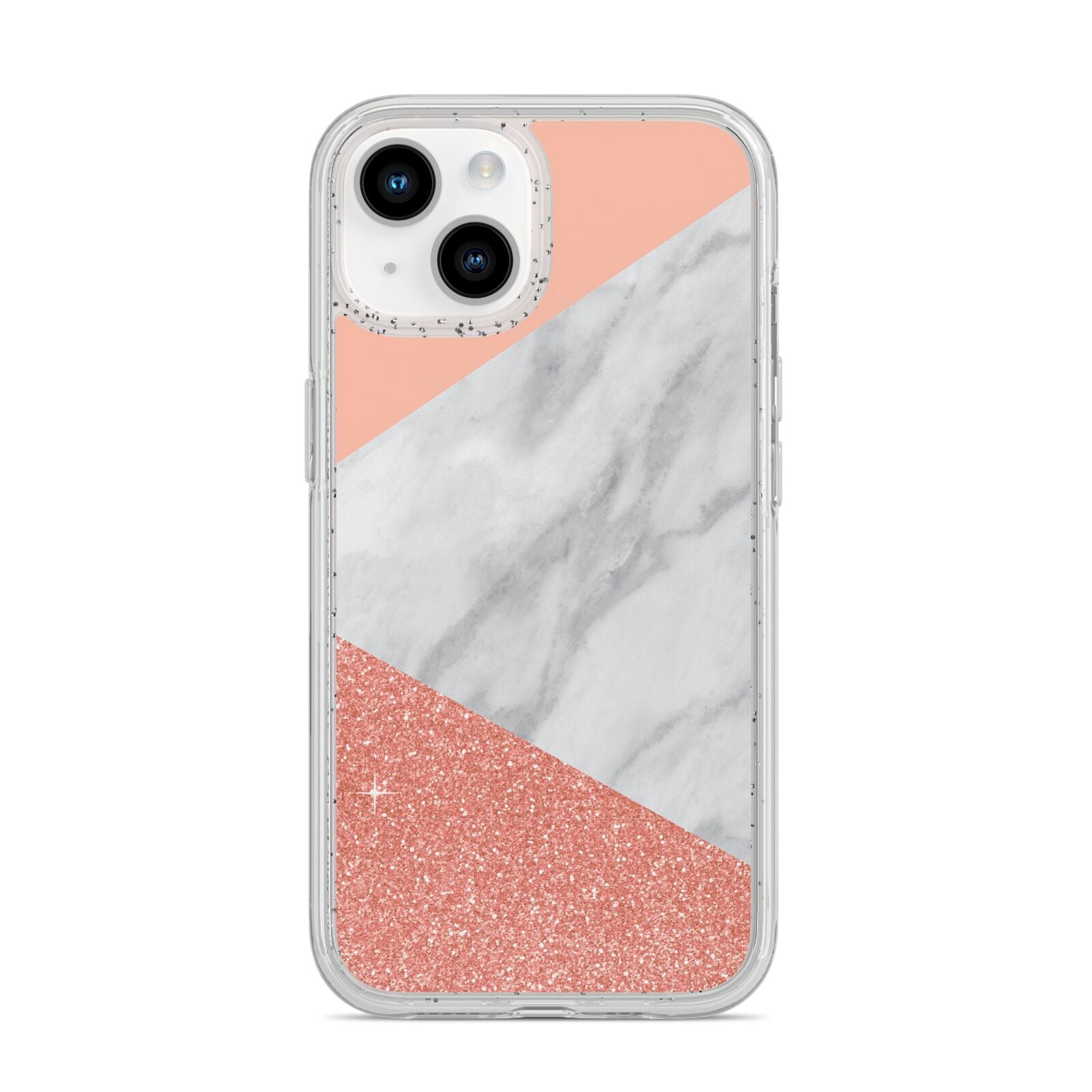 Marble White Rose Gold iPhone 14 Glitter Tough Case Starlight