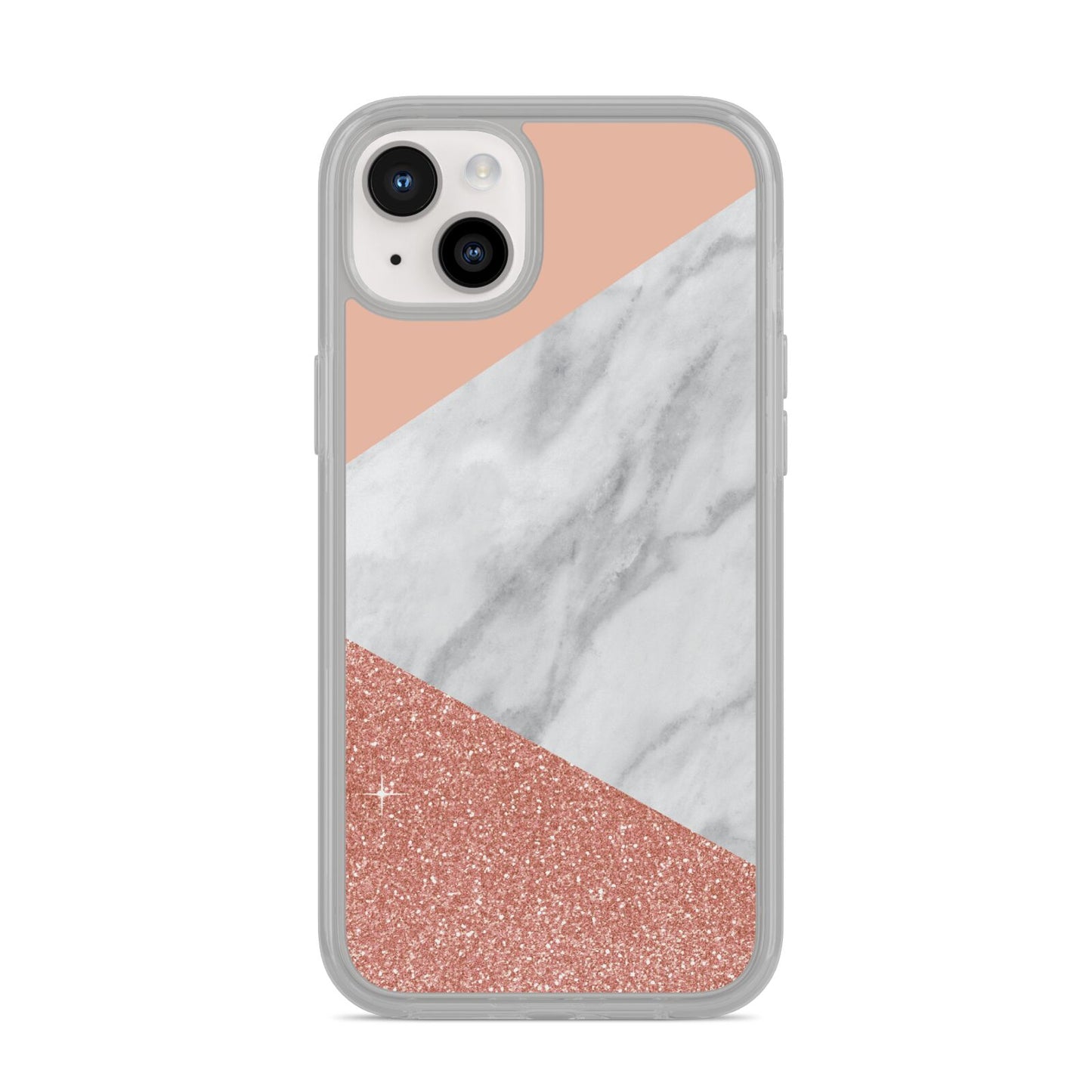 Marble White Rose Gold iPhone 14 Plus Clear Tough Case Starlight