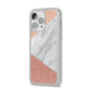 Marble White Rose Gold iPhone 14 Pro Max Clear Tough Case Silver Angled Image