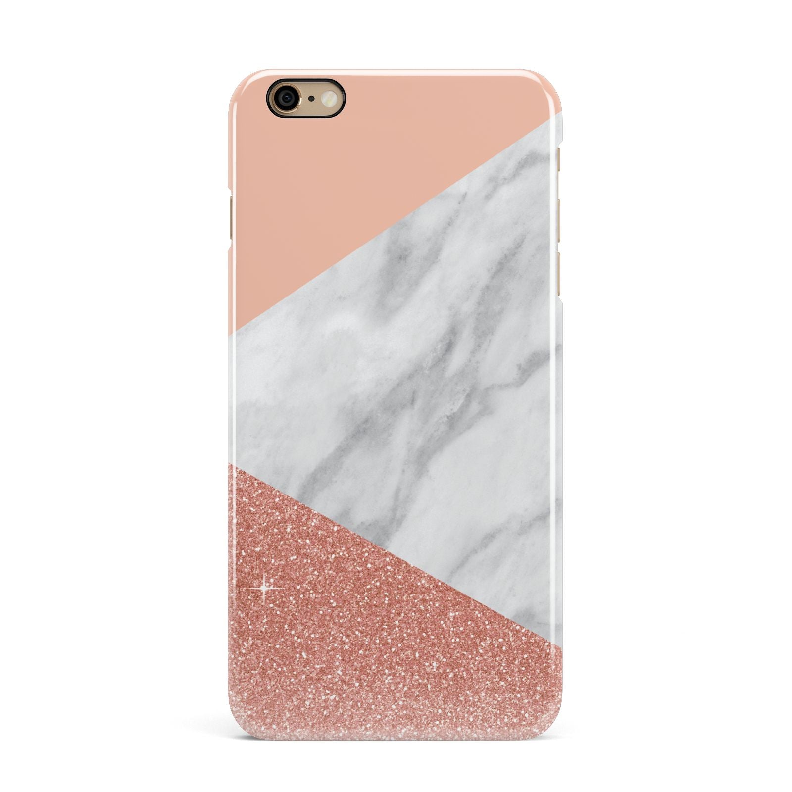 Marble White Rose Gold iPhone 6 Plus 3D Snap Case on Gold Phone