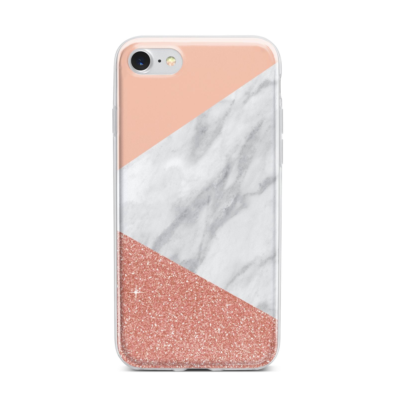 Marble White Rose Gold iPhone 7 Bumper Case on Silver iPhone
