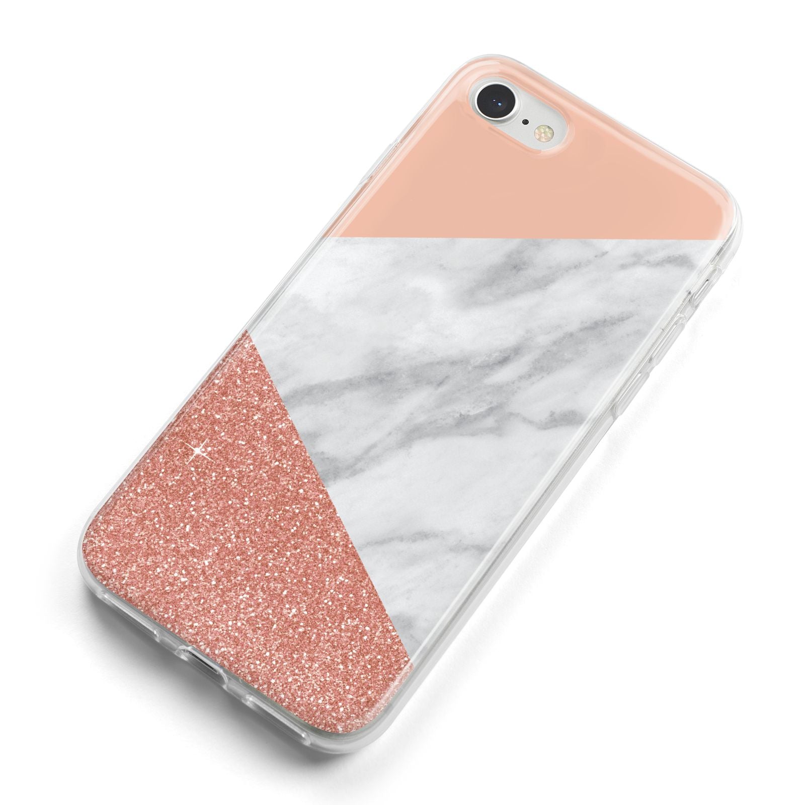 Marble White Rose Gold iPhone 8 Bumper Case on Silver iPhone Alternative Image