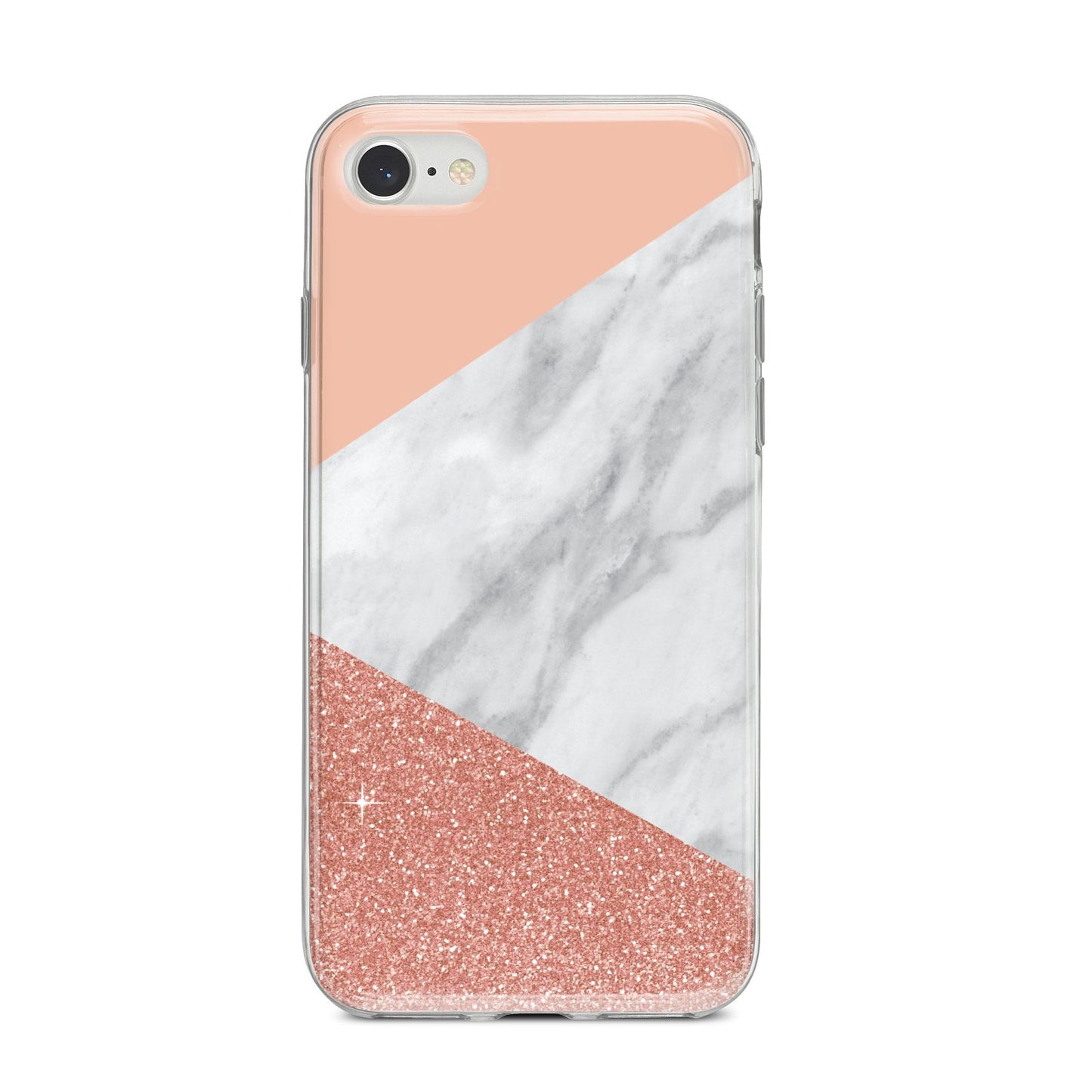 Marble White Rose Gold iPhone 8 Bumper Case on Silver iPhone