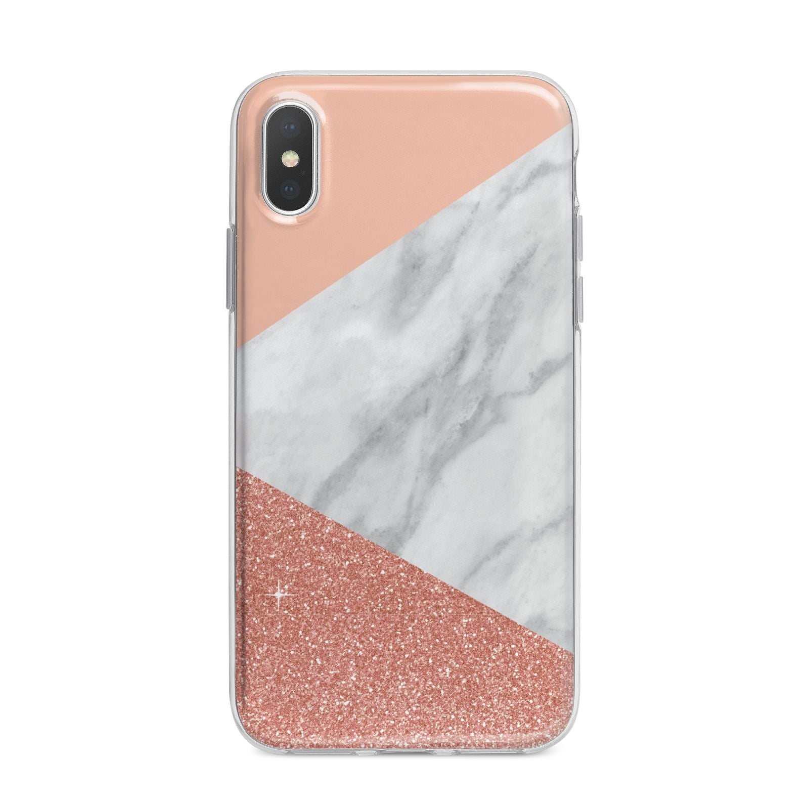 Marble White Rose Gold iPhone X Bumper Case on Silver iPhone Alternative Image 1