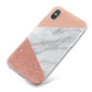 Marble White Rose Gold iPhone X Bumper Case on Silver iPhone