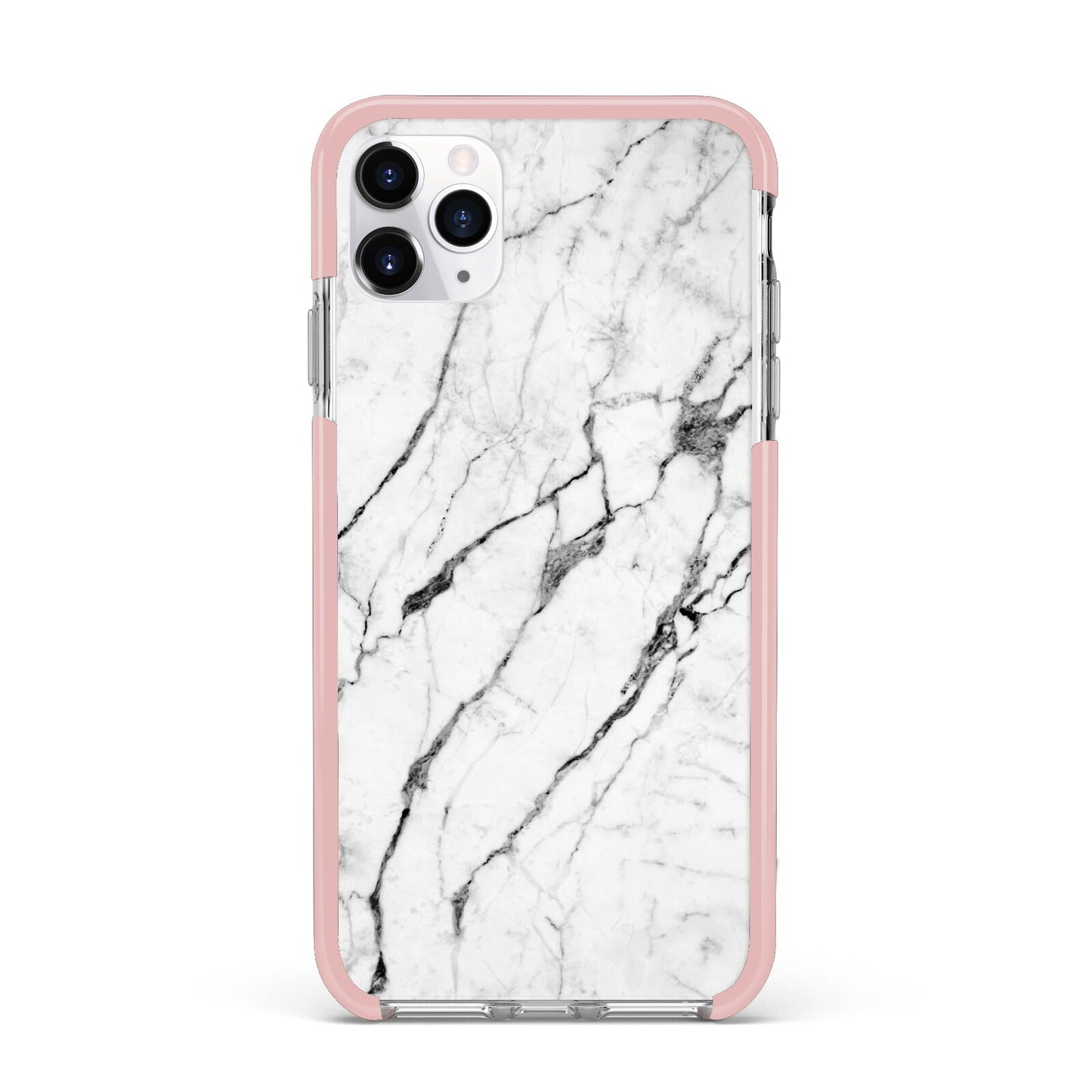 Marble White iPhone 11 Pro Max Impact Pink Edge Case