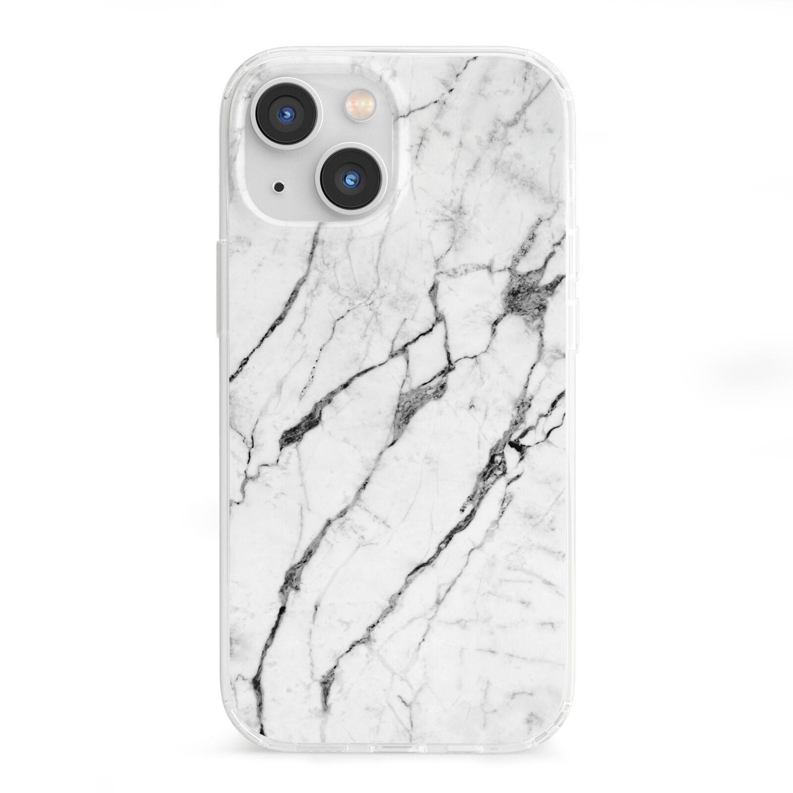 Marble White iPhone 13 Mini Clear Bumper Case