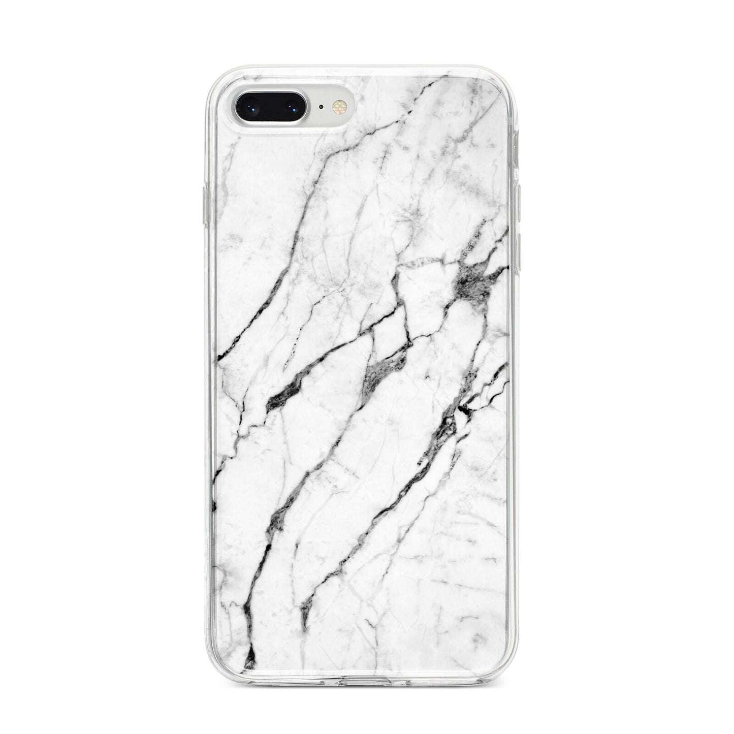Marble White iPhone 8 Plus Bumper Case on Silver iPhone