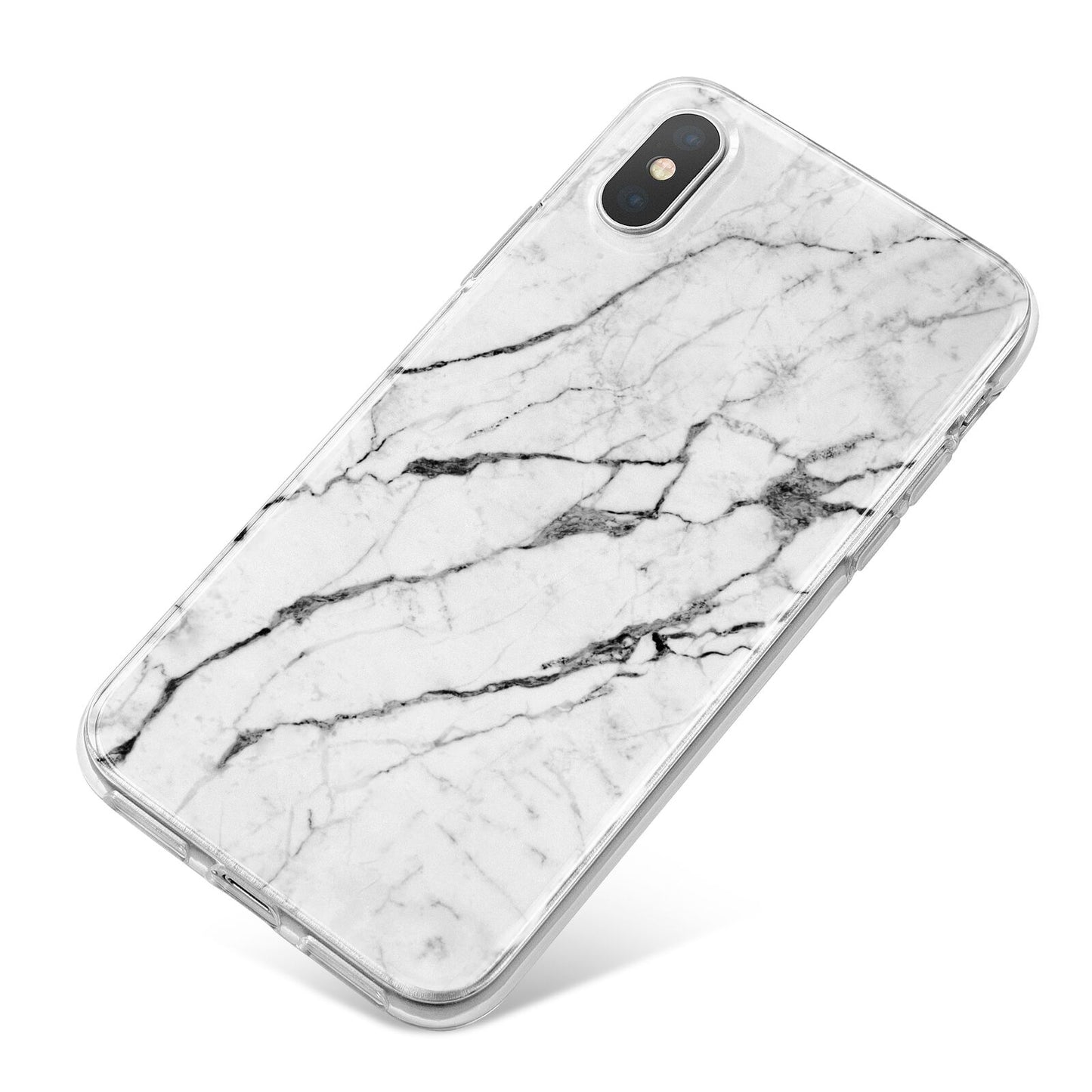 Marble White iPhone X Bumper Case on Silver iPhone