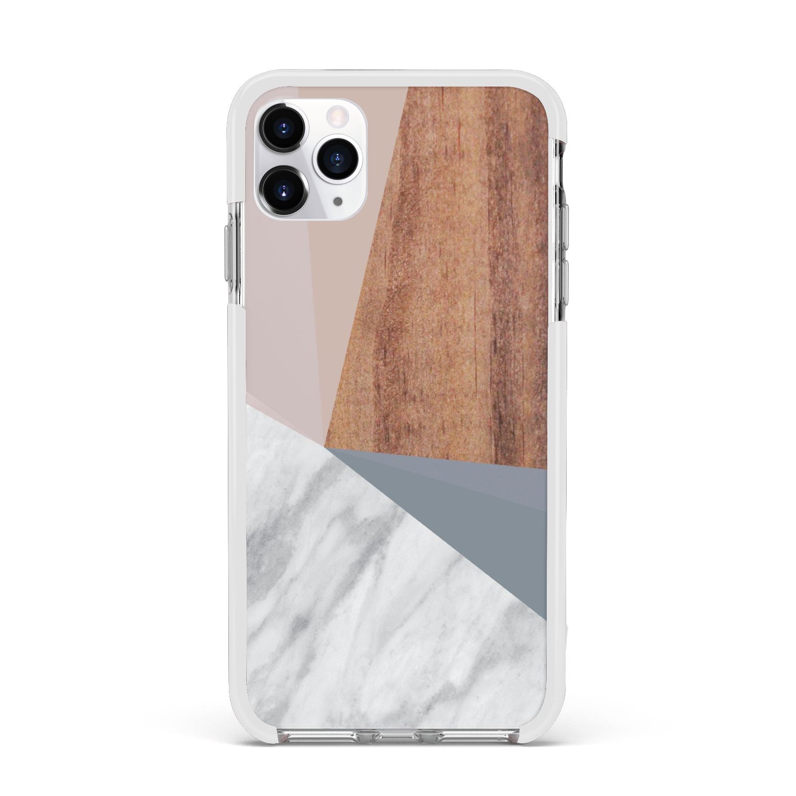 Marble Wood Geometric 1 Apple iPhone 11 Pro Max in Silver with White Impact Case