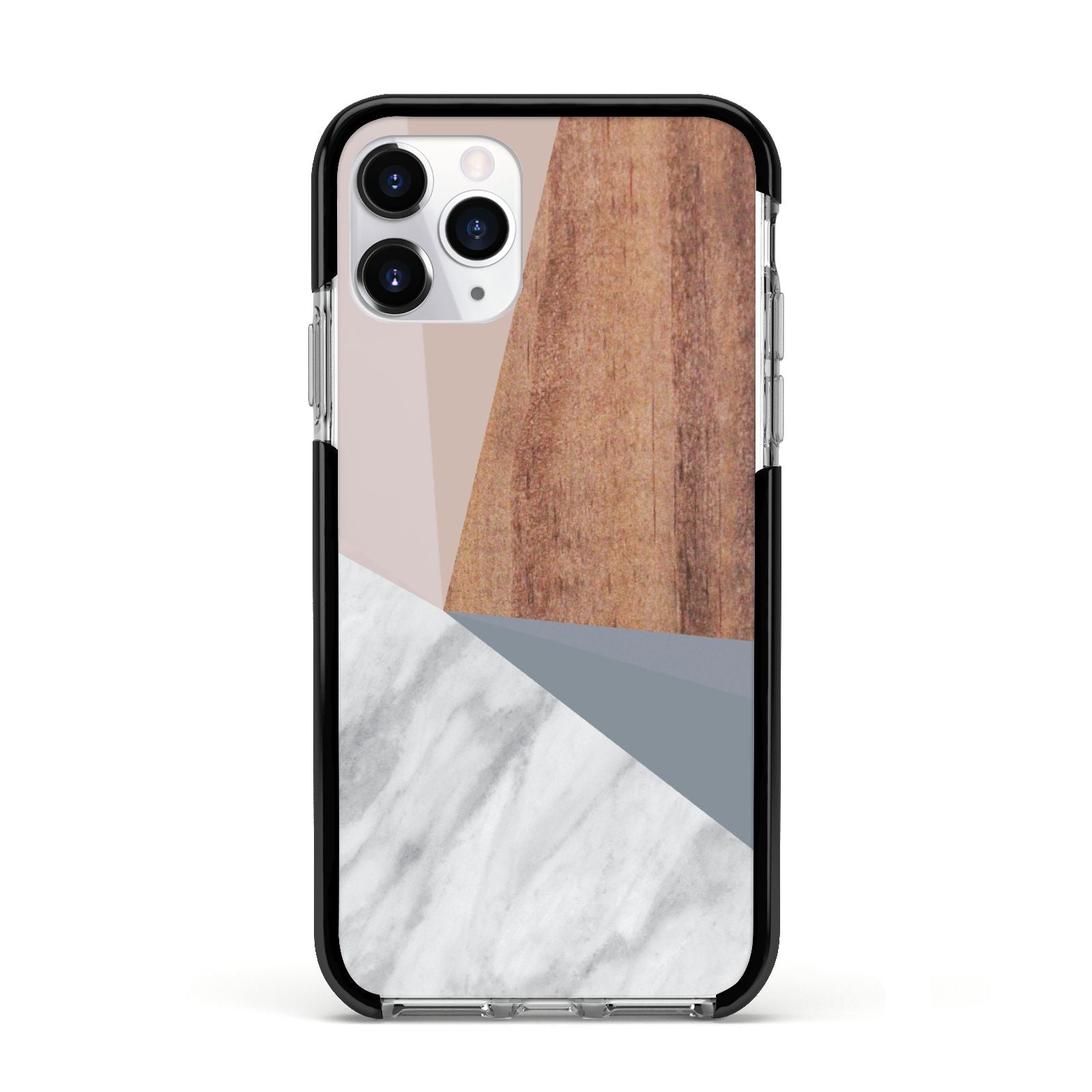 Marble Wood Geometric 1 Apple iPhone 11 Pro in Silver with Black Impact Case