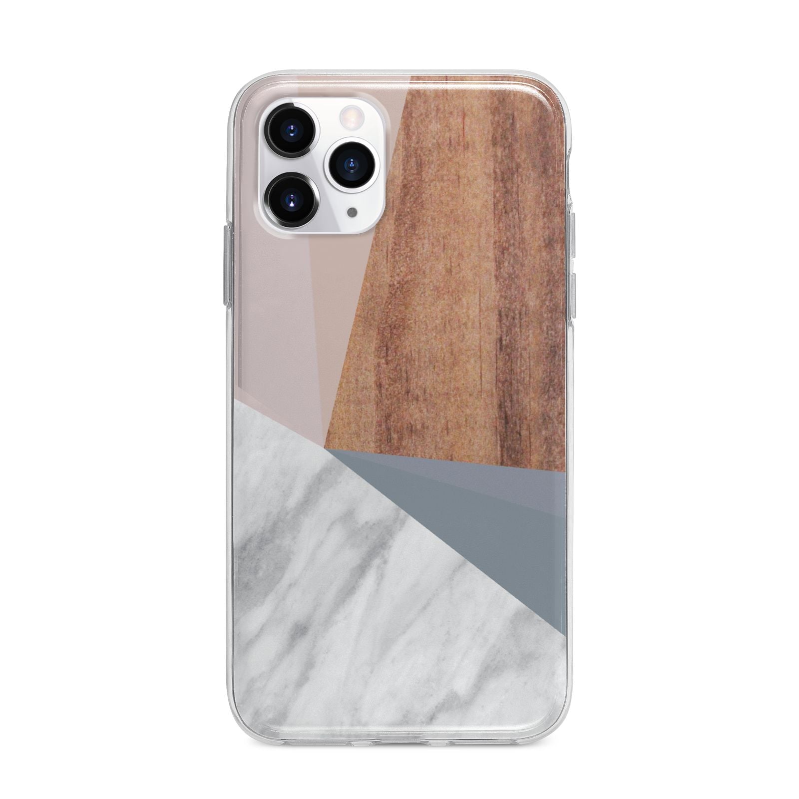 Marble Wood Geometric 1 Apple iPhone 11 Pro in Silver with Bumper Case