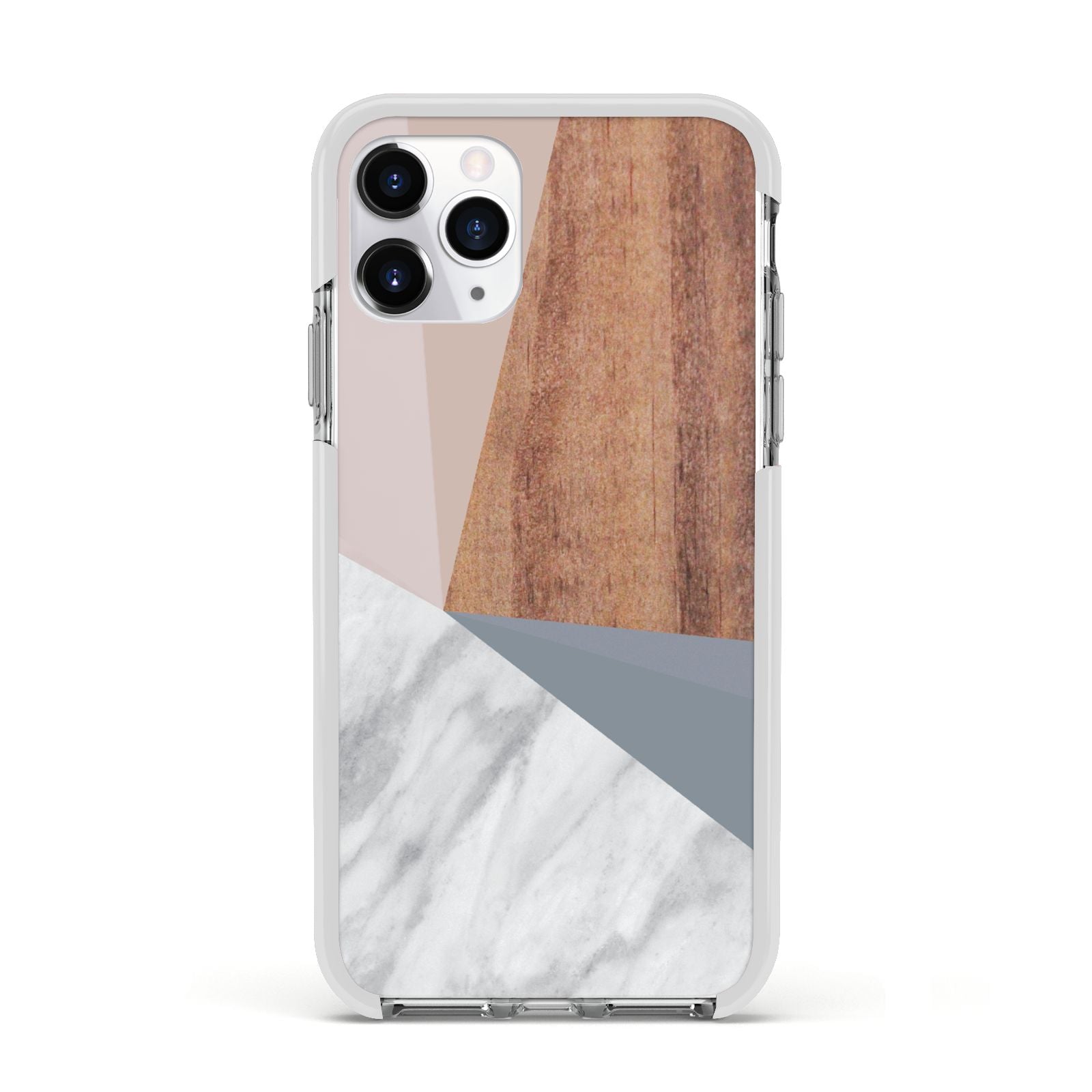 Marble Wood Geometric 1 Apple iPhone 11 Pro in Silver with White Impact Case
