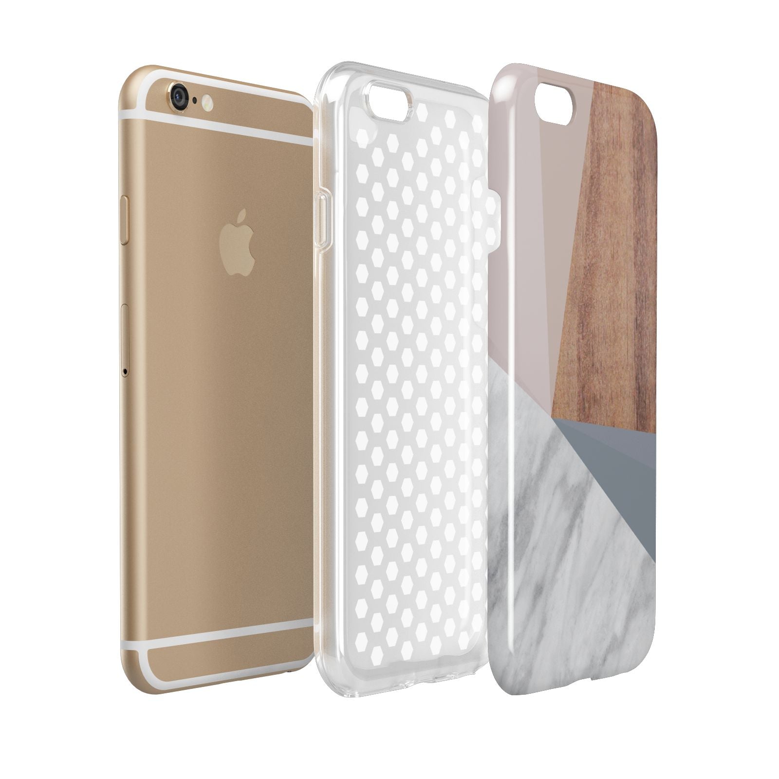 Marble Wood Geometric 1 Apple iPhone 6 3D Tough Case Expanded view