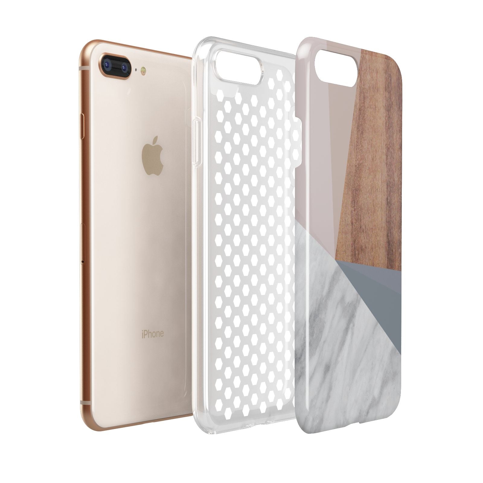 Marble Wood Geometric 1 Apple iPhone 7 8 Plus 3D Tough Case Expanded View