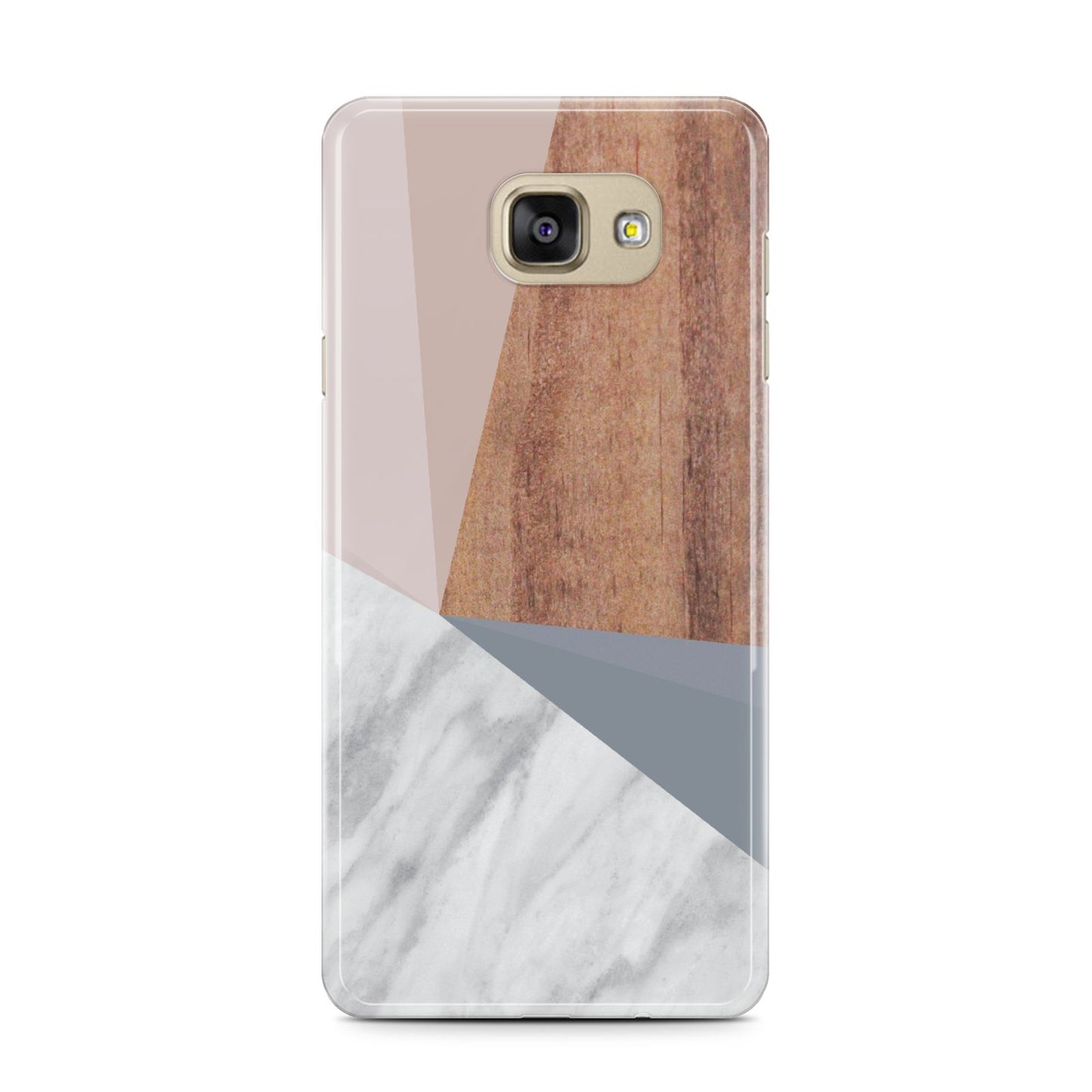Marble Wood Geometric 1 Samsung Galaxy A7 2016 Case on gold phone