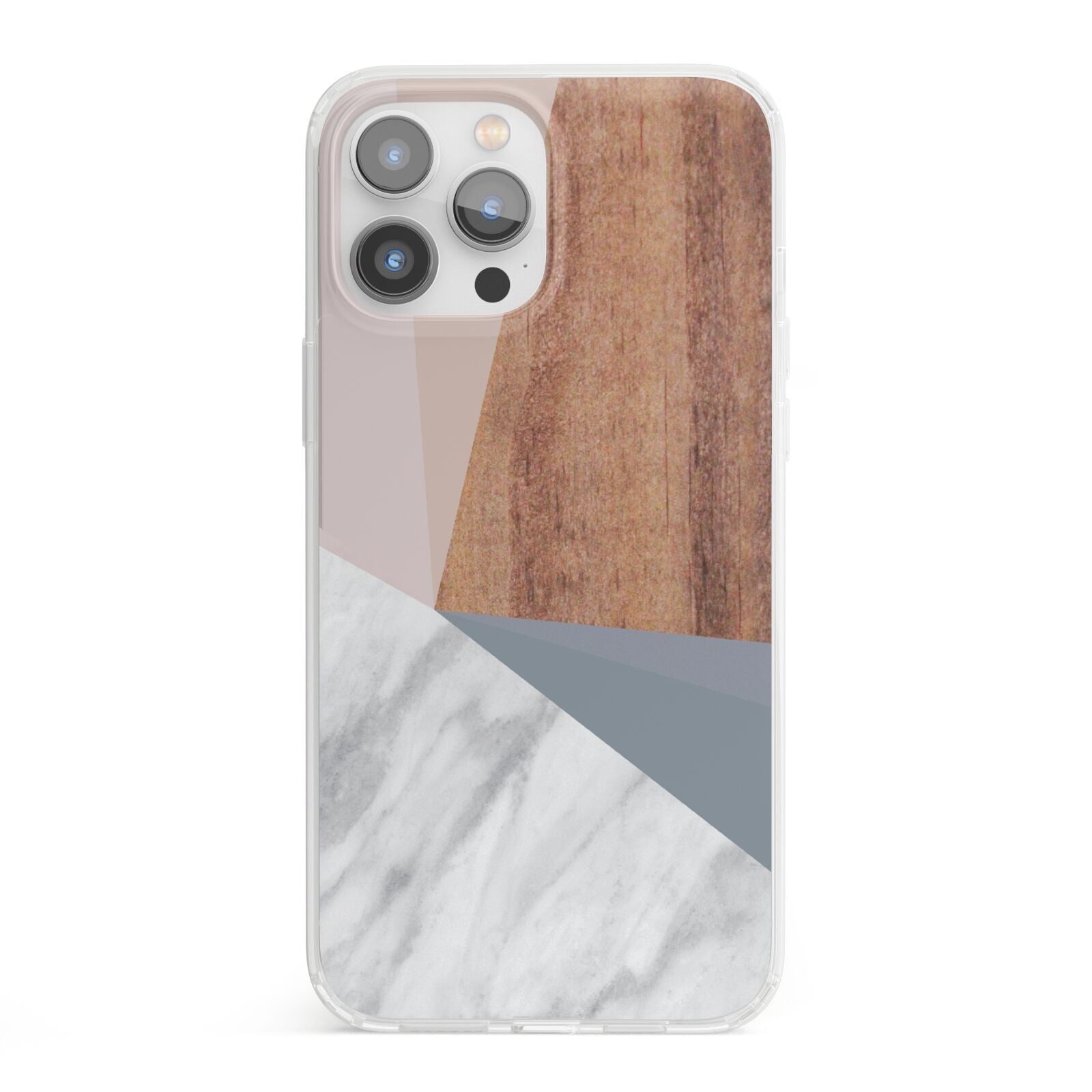 Marble Wood Geometric 1 iPhone 13 Pro Max Clear Bumper Case