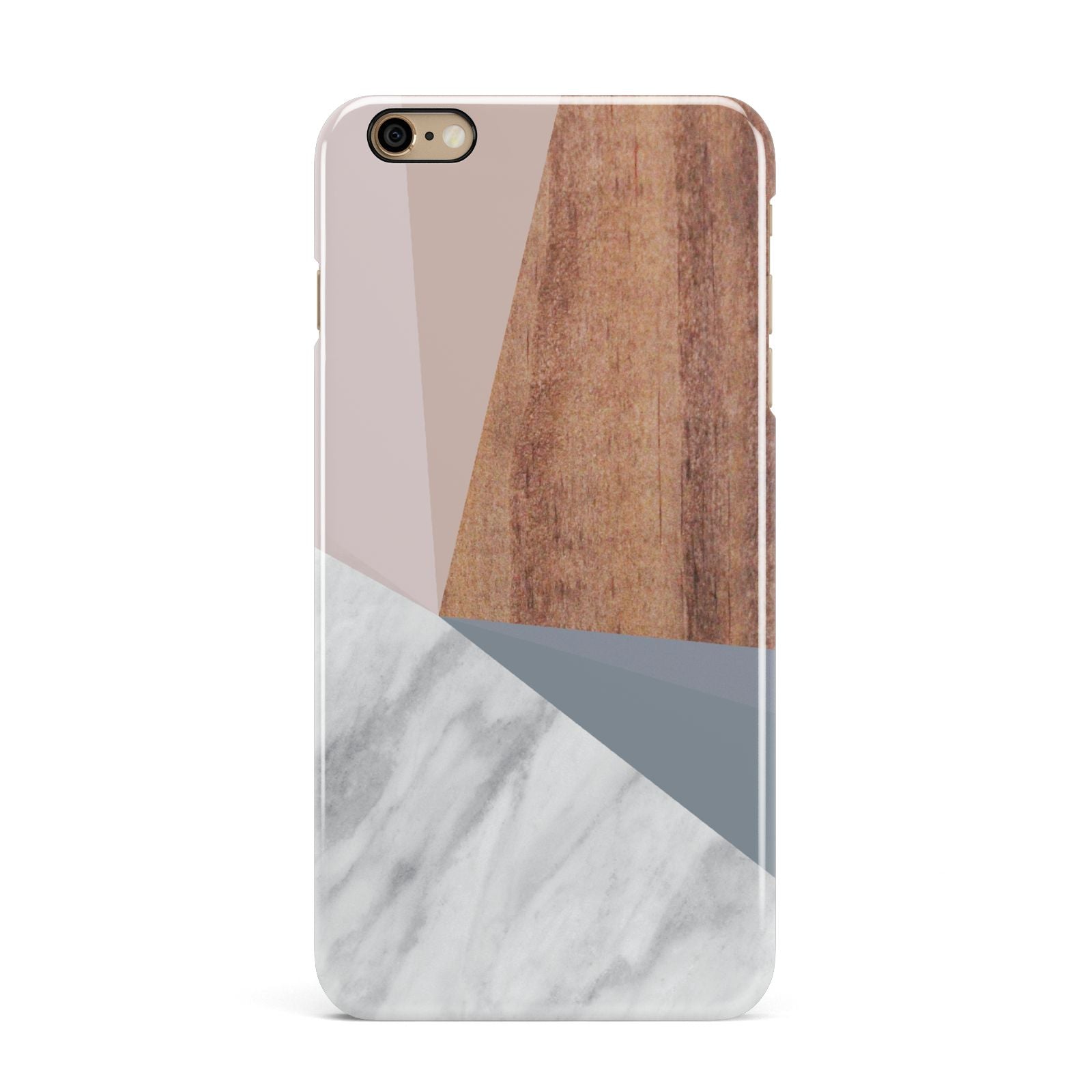 Marble Wood Geometric 1 iPhone 6 Plus 3D Snap Case on Gold Phone