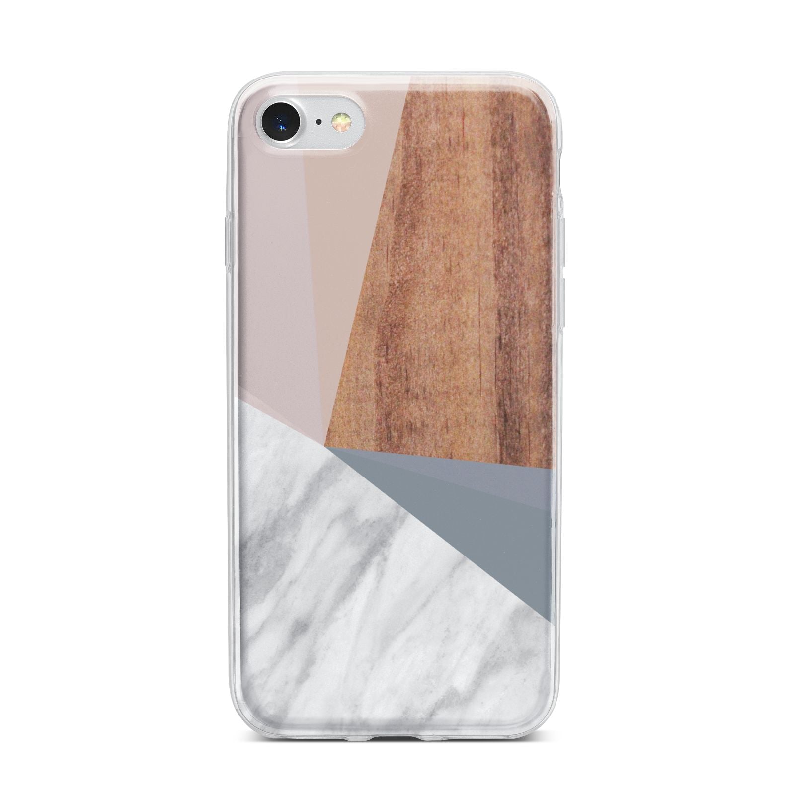 Marble Wood Geometric 1 iPhone 7 Bumper Case on Silver iPhone