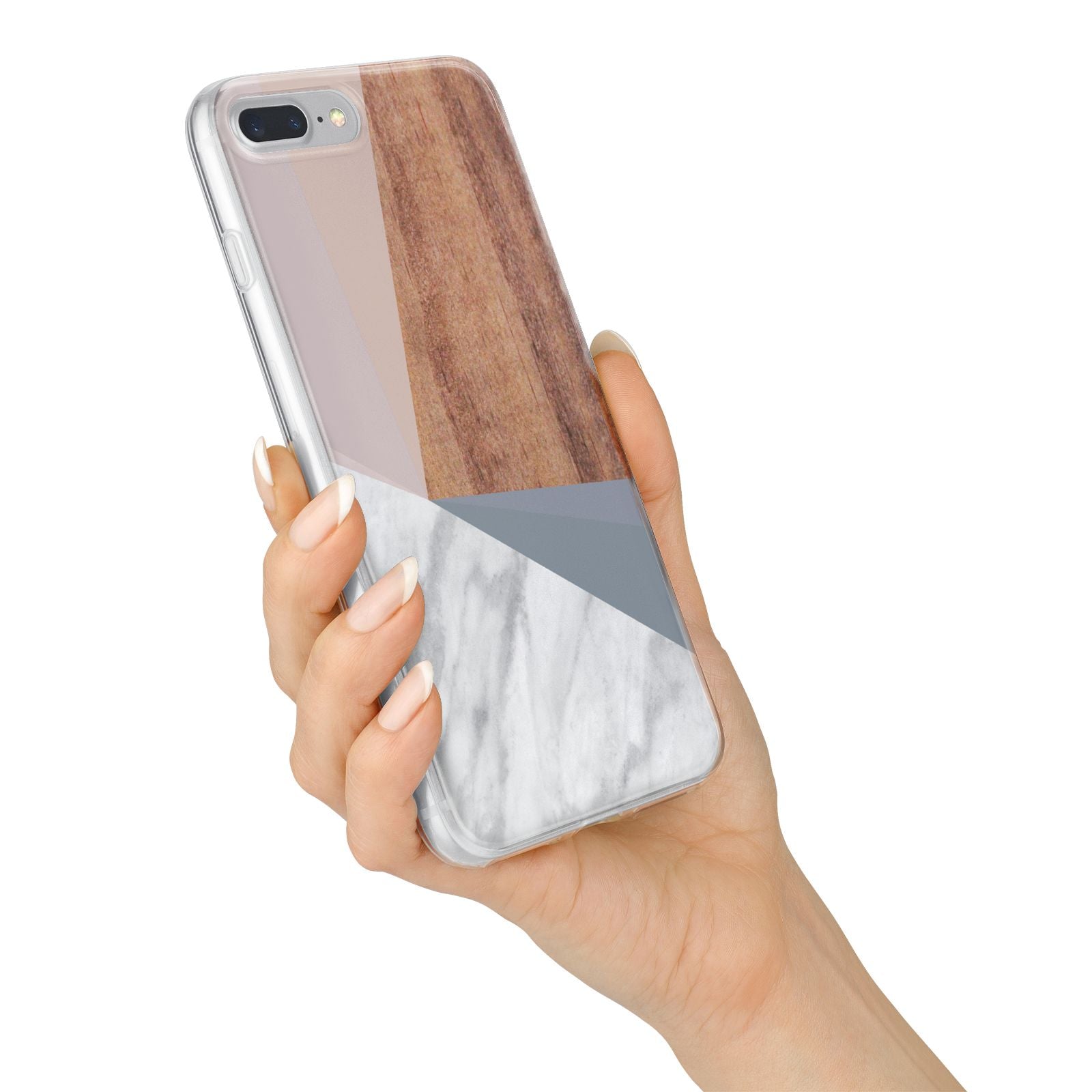 Marble Wood Geometric 1 iPhone 7 Plus Bumper Case on Silver iPhone Alternative Image