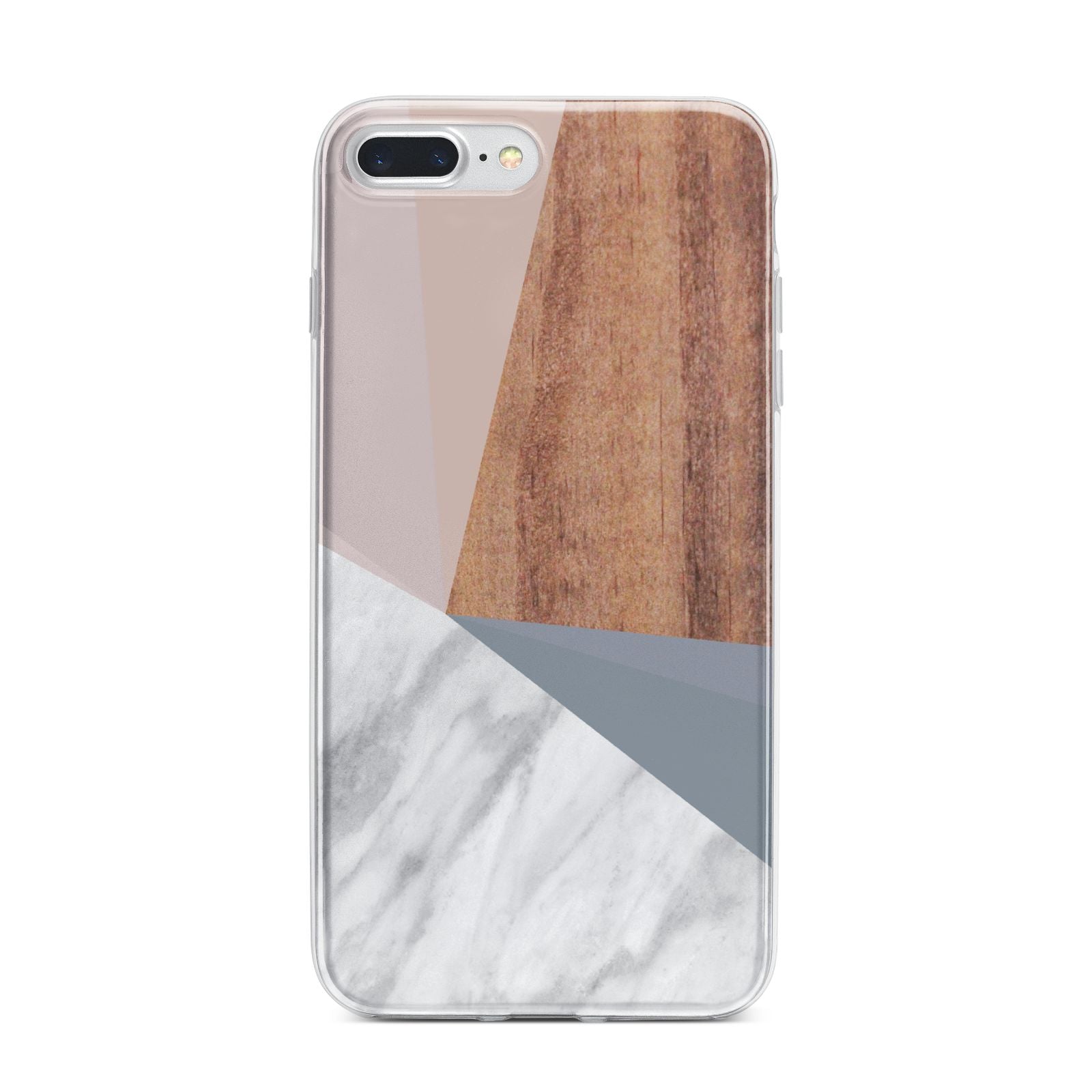Marble Wood Geometric 1 iPhone 7 Plus Bumper Case on Silver iPhone