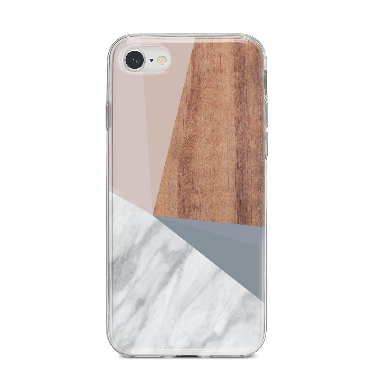 Marble Wood Geometric 1 iPhone 8 Bumper Case on Silver iPhone